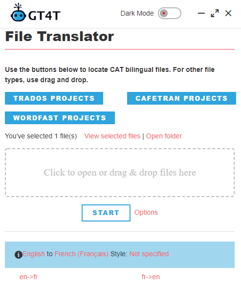 GT4T machine translation tool